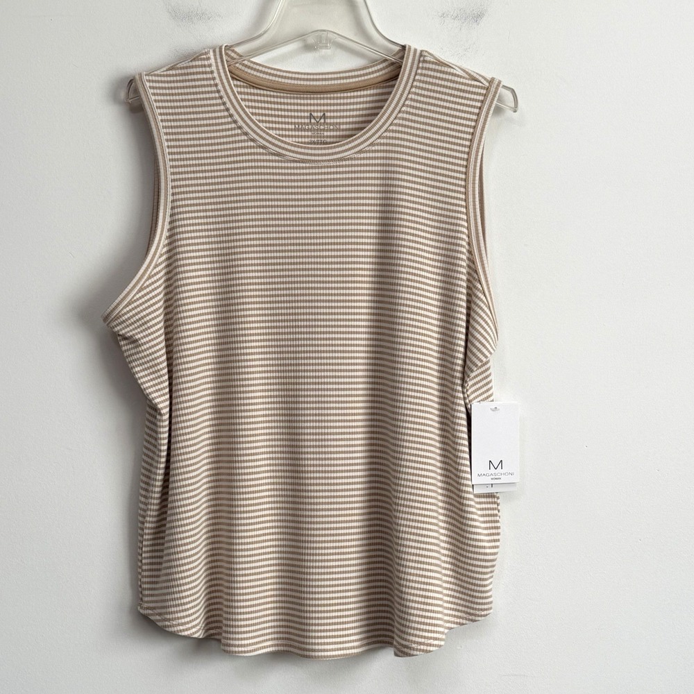 Magaschoni Woman Modal Ribbed Tank Top 2X Sleeved Casual Layer Summer Knit NEW